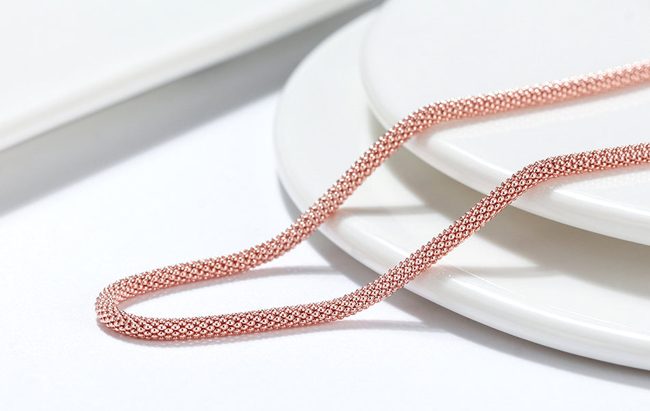 3MM 20IN Real Italian Solid 925 Sterling Silver Popcorn Mesh Chain Necklace