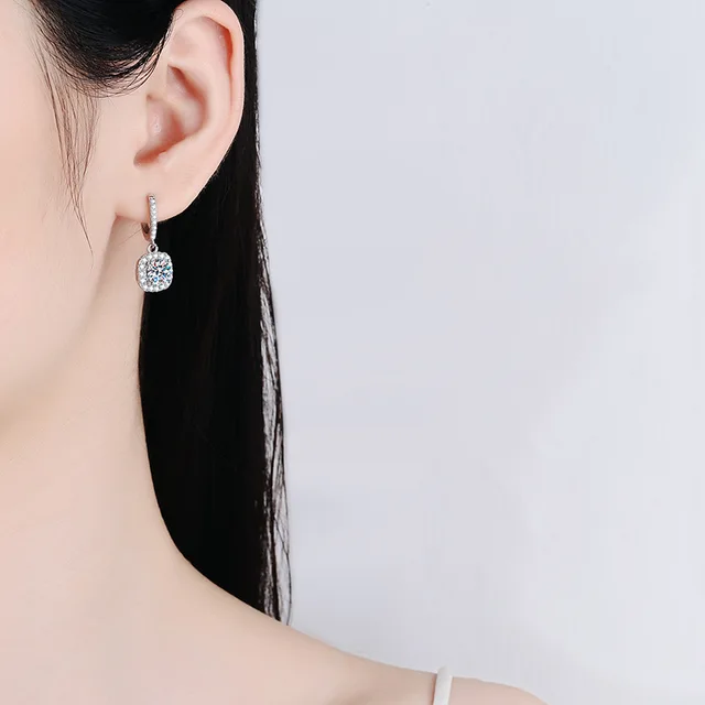 S925 0.5*2 CT VVS1 Moissanite Earrings 5MM with Certificate of Authenticity Iced Out Diamond Earrings