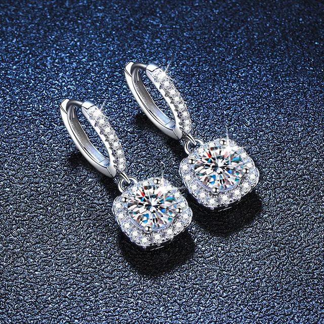 S925 0.5*2 CT VVS1 Moissanite Earrings 5MM with Certificate of Authenticity Iced Out Diamond Earrings