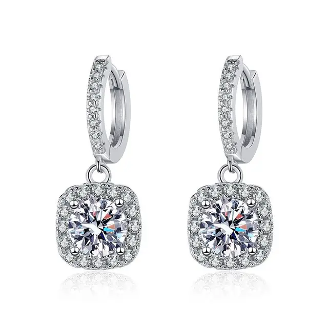 S925 0.5*2 CT VVS1 Moissanite Earrings 5MM with Certificate of Authenticity Iced Out Diamond Earrings
