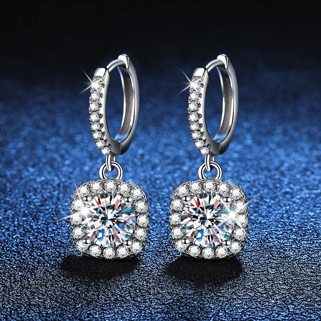 S925 0.5*2 CT VVS1 Moissanite Earrings 5MM with Certificate of Authenticity Iced Out Diamond Earrings