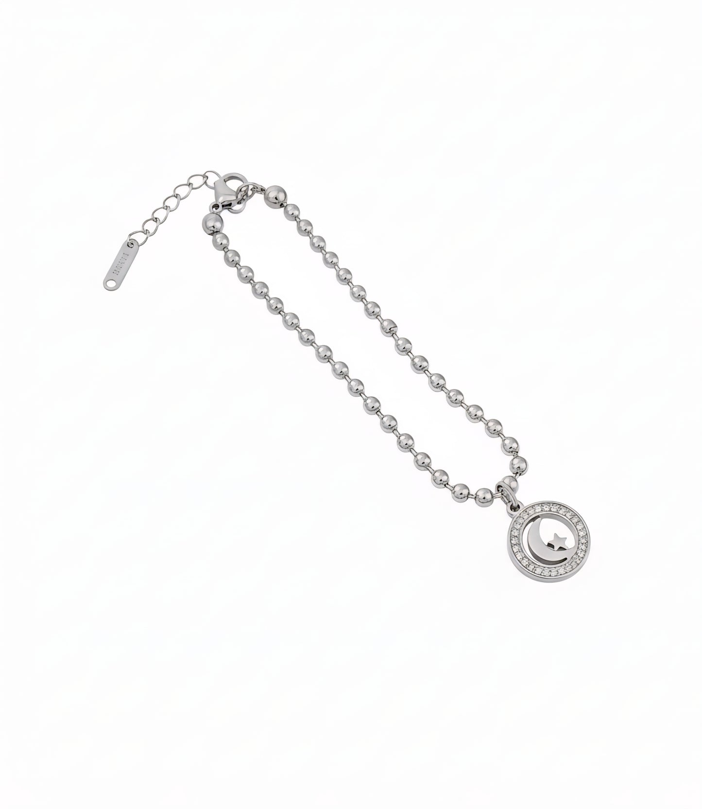 Gold Plated Stainless Steel Beaded Moon And Star Charm Bracelet for Women, Adjustable Dainty Bead Chain Bracelet, Elegant Butterfly Pendant Jewelry for Everyday Wear, Gifts for Women