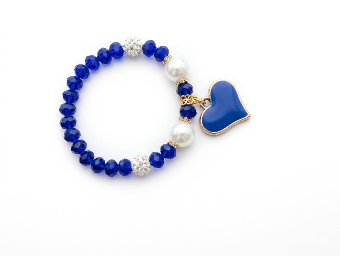 Crystal Beaded Heart Charm Bracelet for Women & Girls – Vibrant Red Faceted Beads with Sparkly Pavé Disco Balls – Romantic Stretch Bracelet for Valentine's Day, Birthdays, and Anniversaries