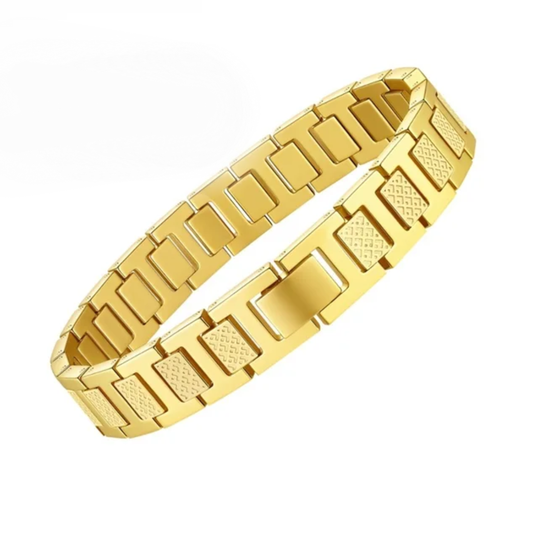 Crocodile Rectangle Link Bracelet Men Design Watch Band PVD Gold Silver Black Bracelet Jewelry Best Gift Idea 2026