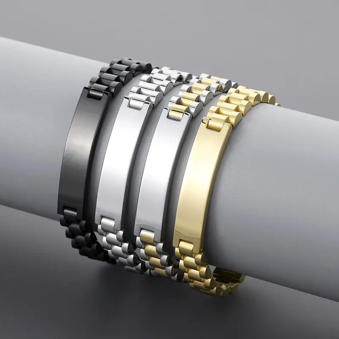 Men’s Presidential Link Bracelet – Premium Stainless Steel Watch-Style Chain – Silver, Gold, Two-Tone & Black Wristbands for Gift