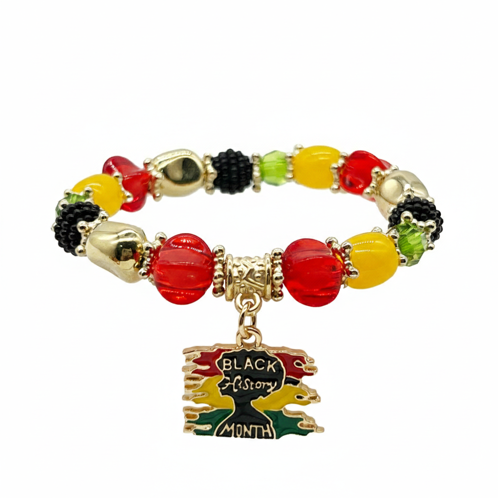 Black Heritage Culture Charm Juneteenth Black History Month Beaded Bracelet