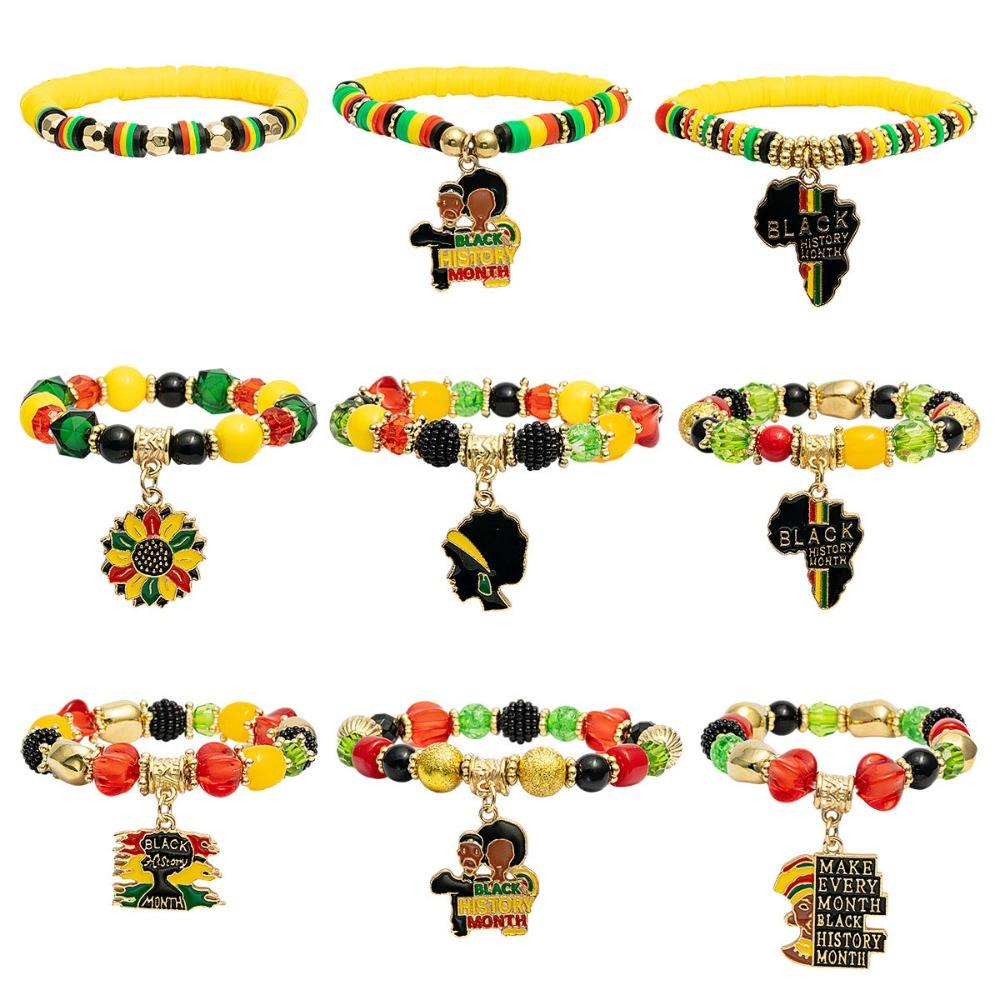 Black Heritage Culture Charm Juneteenth Black History Month Beaded Bracelet