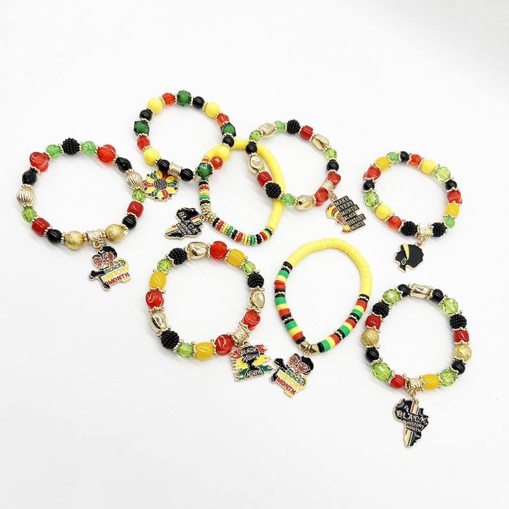 Black Heritage Culture Charm Juneteenth Black History Month Beaded Bracelet