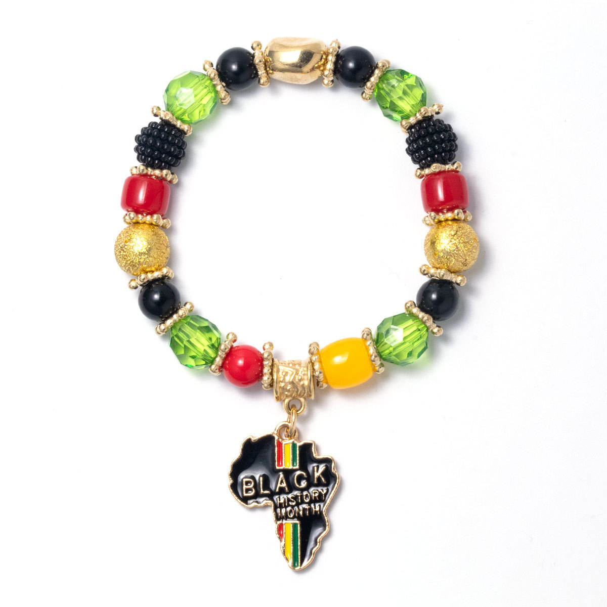 Black Heritage Culture Charm Juneteenth Black History Month Beaded Bracelet