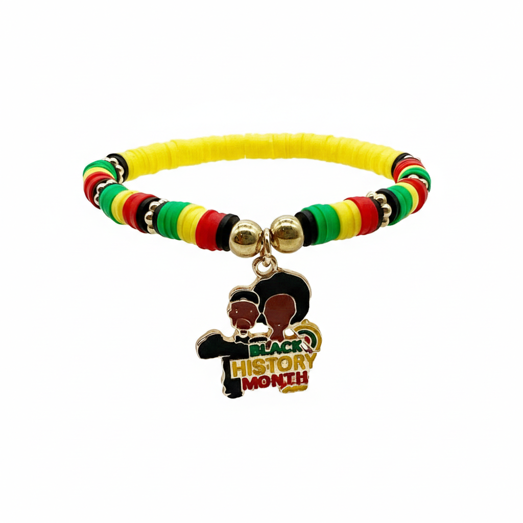 Black Heritage Culture Charm Juneteenth Black History Month Beaded Bracelet