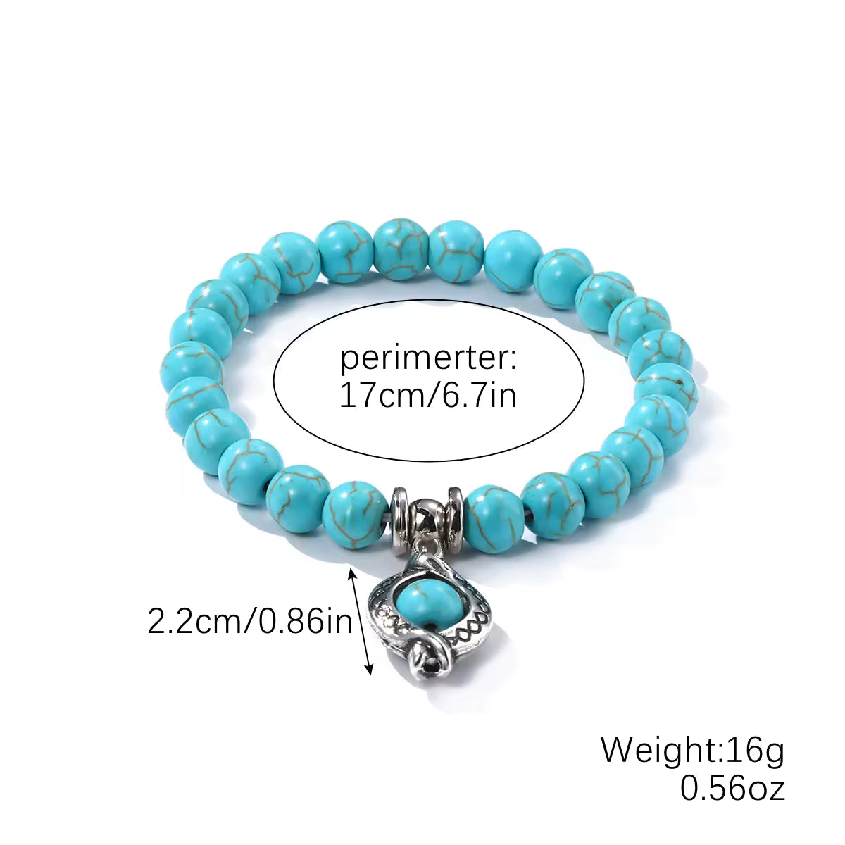Turquoise Bohemian Beaded Healing Crystal Bracelet for Women And Men Natural Stone Handmade Boho Stretch Jewelry Gift With Charm Pendant