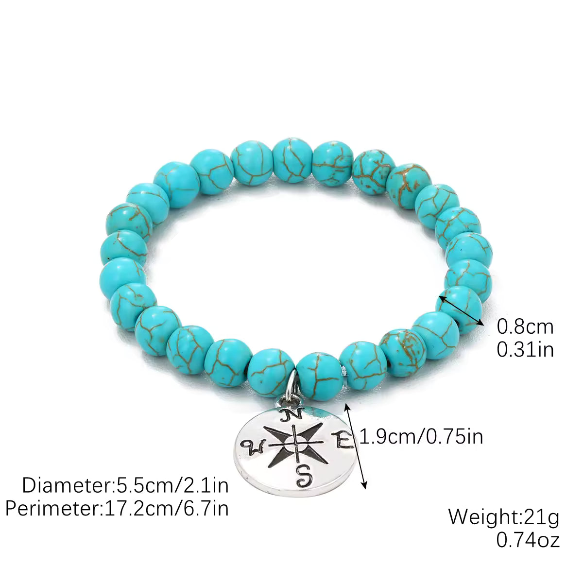 Turquoise Bohemian Beaded Healing Crystal Bracelet for Women And Men Natural Stone Handmade Boho Stretch Jewelry Gift With Charm Pendant