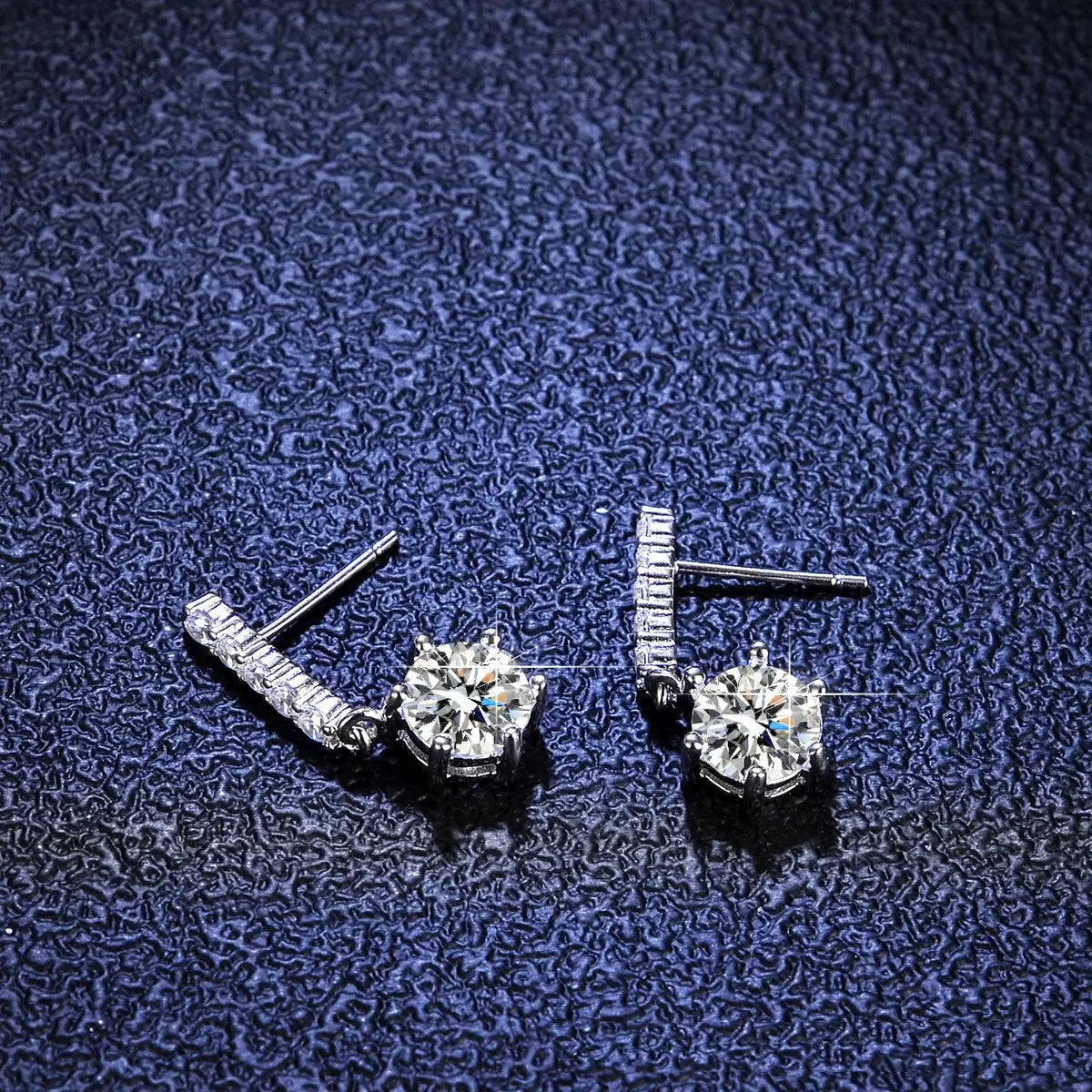 S925 6.5MM 2ct Diamond Moissanite Dangle Drop Earrings with GRA Certificate