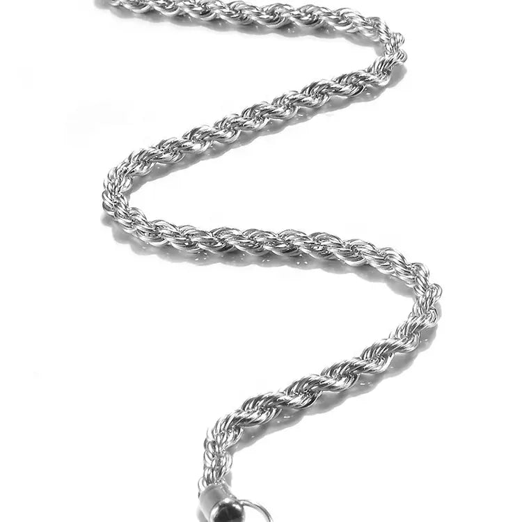 Silver Color Diamond-Cut Rope Chain Water Proof (Free Shipping)