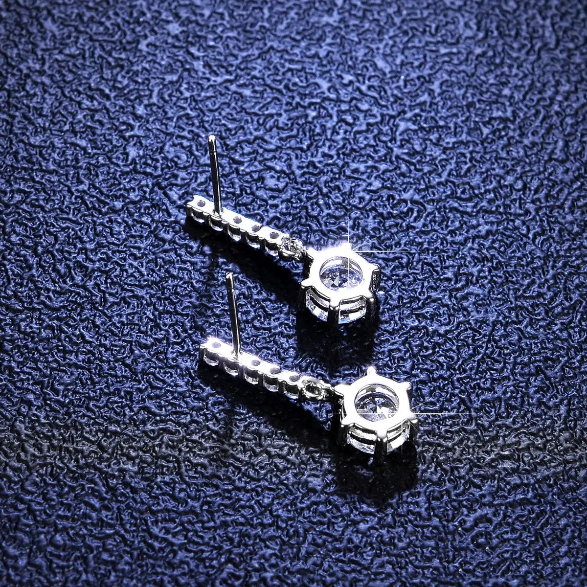 S925 6.5MM 2ct Diamond Moissanite Dangle Drop Earrings with GRA Certificate