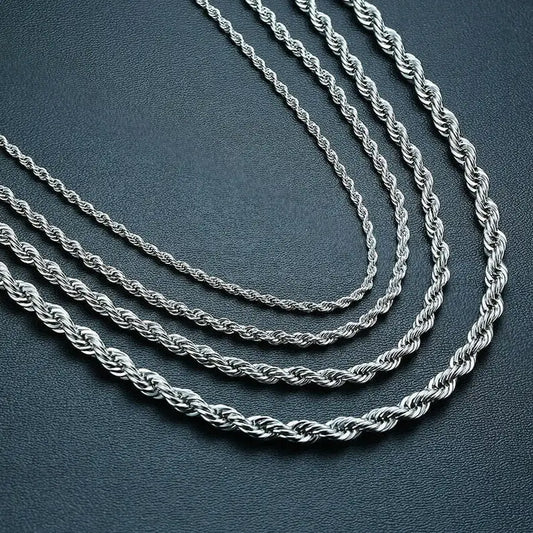 Silver Color Diamond-Cut Rope Chain Water Proof (Free Shipping)