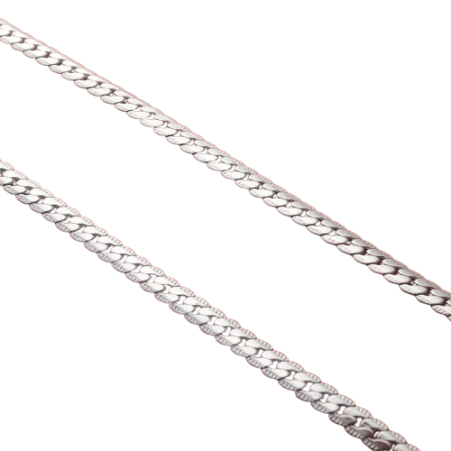 Silver Tone Cuban Link Chain Necklace for Men and Women – Stainless Steel Flat Curb Chain, Classic Unisex Jewelry Embossed Non-Tarnish Waterproof