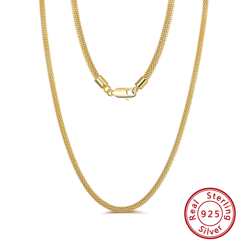 3MM 20IN Real Italian Solid 925 Sterling Silver Popcorn Mesh Chain Necklace
