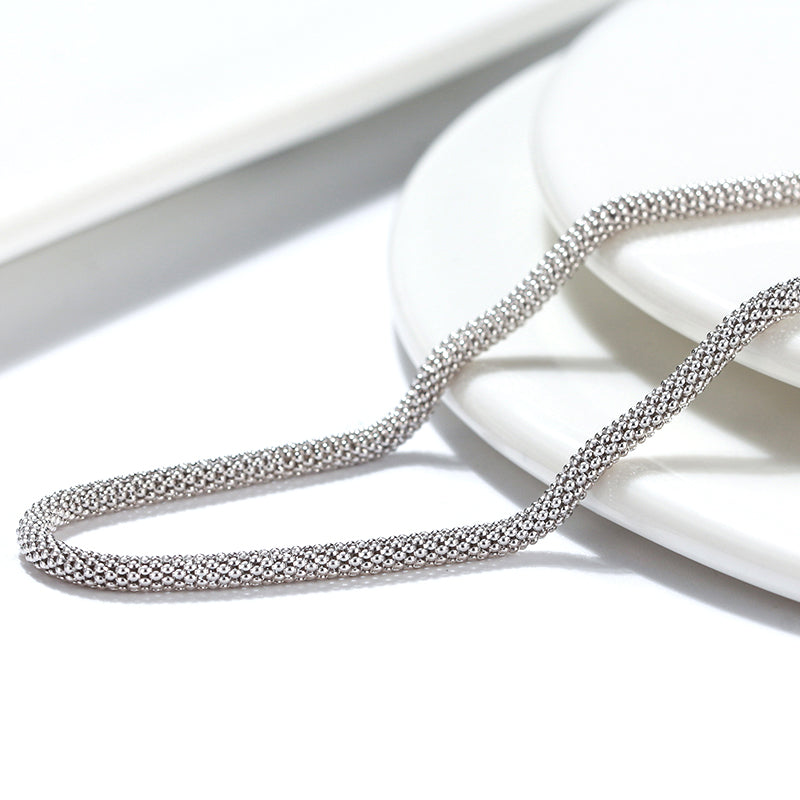 3MM 20IN Real Italian Solid 925 Sterling Silver Popcorn Mesh Chain Necklace