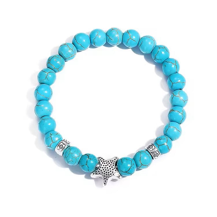 Turquoise Bohemian Beaded Healing Crystal Bracelet for Women And Men Natural Stone Handmade Boho Stretch Jewelry Gift With Charm Pendant