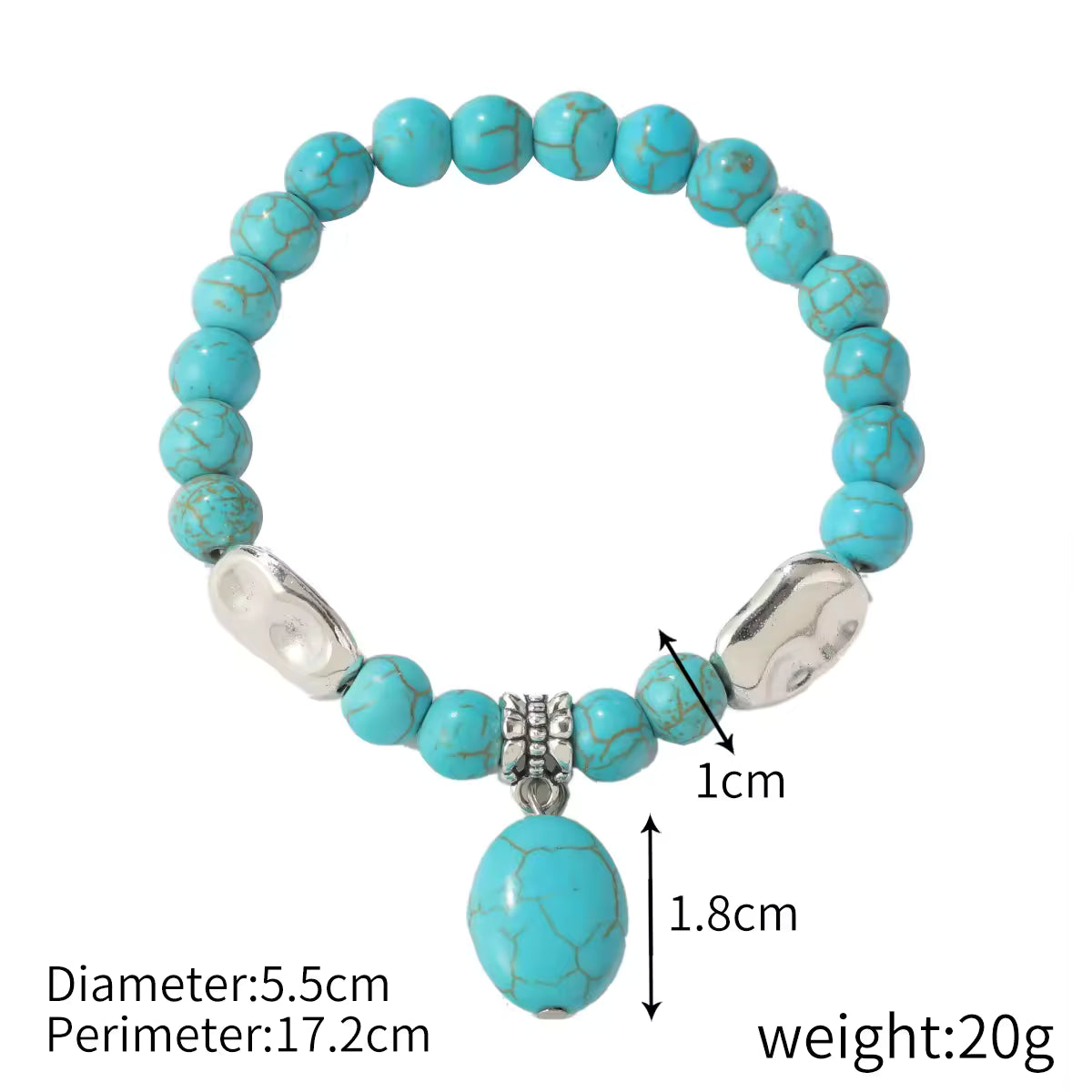 Turquoise Bohemian Beaded Healing Crystal Bracelet for Women And Men Natural Stone Handmade Boho Stretch Jewelry Gift With Charm Pendant