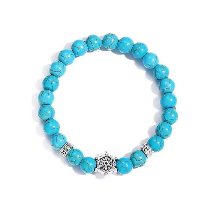 Turquoise Bohemian Beaded Healing Crystal Bracelet for Women And Men Natural Stone Handmade Boho Stretch Jewelry Gift With Charm Pendant