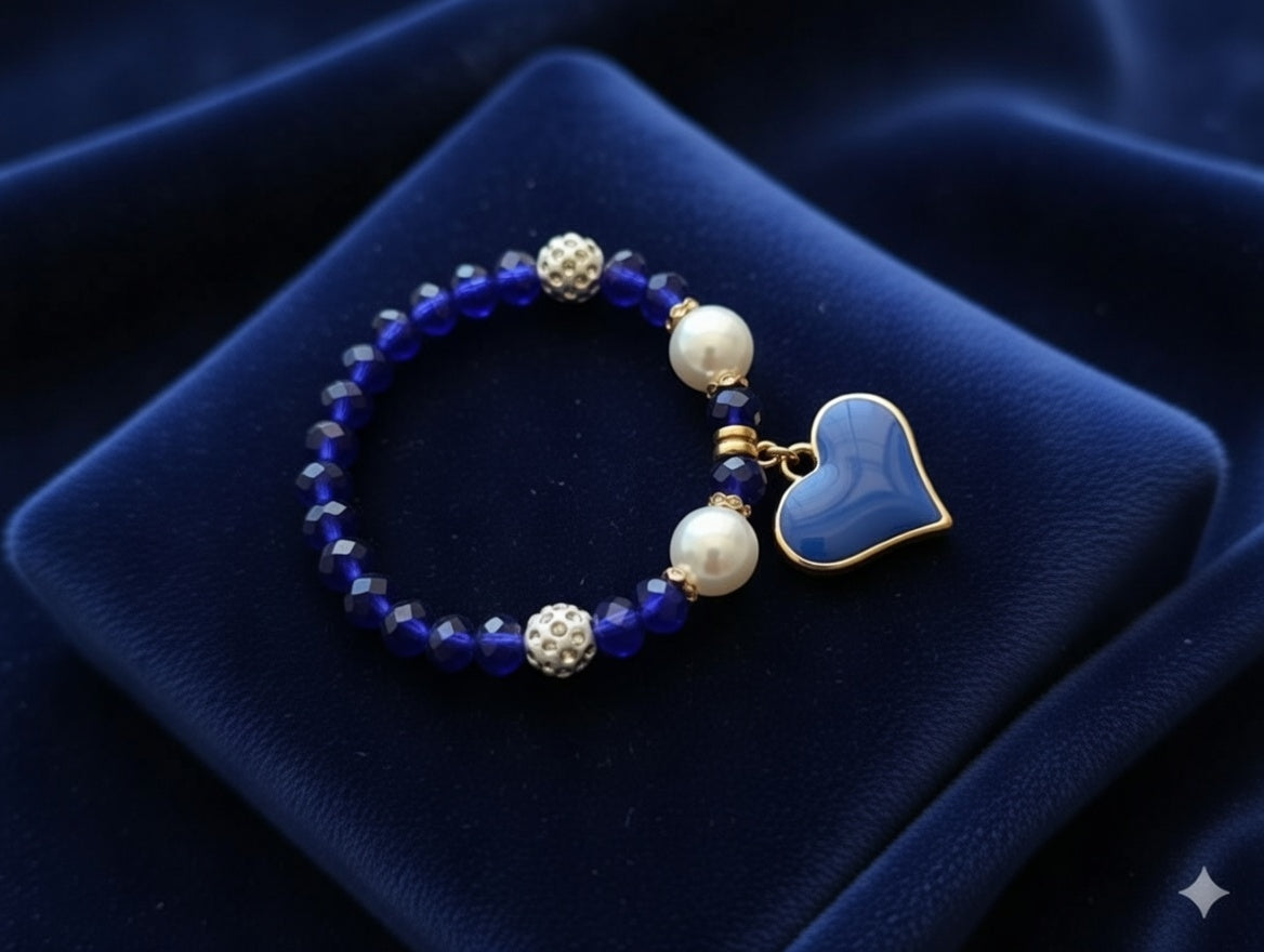 Crystal Beaded Heart Charm Bracelet for Women & Girls – Vibrant Red Faceted Beads with Sparkly Pavé Disco Balls – Romantic Stretch Bracelet for Valentine's Day, Birthdays, and Anniversaries