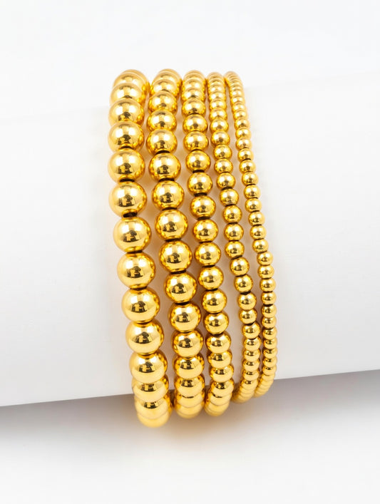 5 IN 1 STAINLESS STEEL GOLD FILLED BALLS BRACELETS