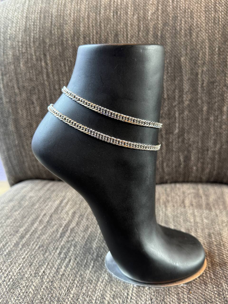 Layered Ankle Bracelets - Gold & Silver Tone Chain Anklets for Women, Double Wrap Anklet Set, Waterproof Beach Jewelry