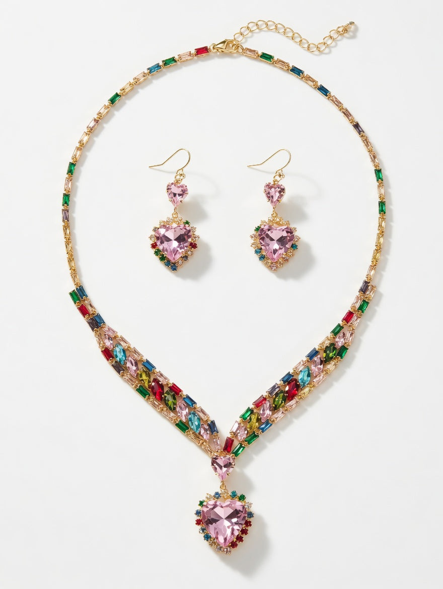 Luxury Costume Necklace And Earrings – Elegant High-Shine Designer-Inspired Jewelry for Women | Timeless Glam Look
