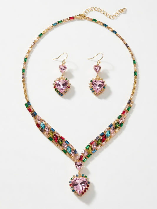 Luxury Costume Necklace And Earrings – Elegant High-Shine Designer-Inspired Jewelry for Women | Timeless Glam Look