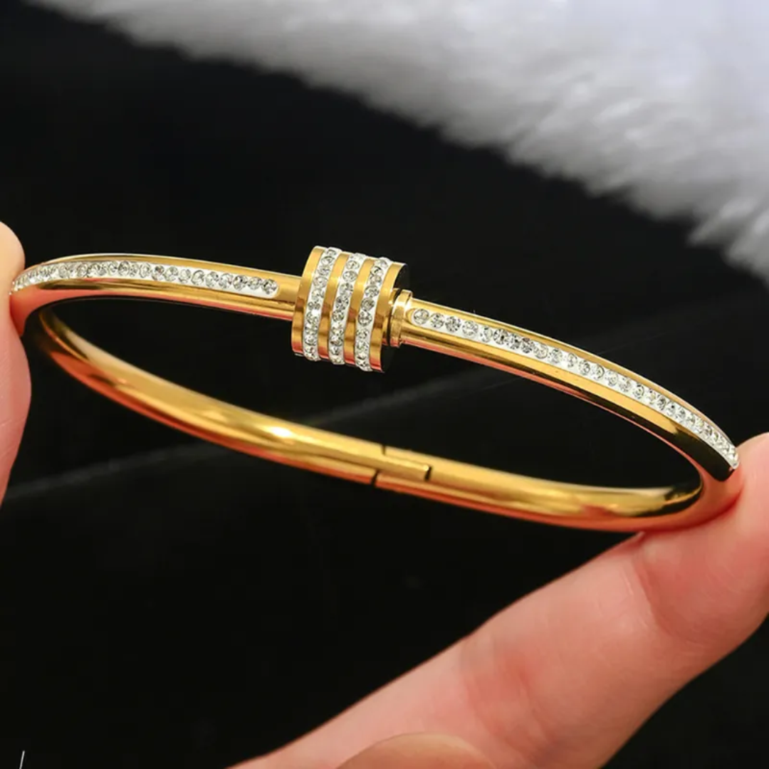 Best Quality 316 Stainless Steel 18K Gold Plated Knot Bangle Bracelets for Women - CZ Stone Cuff Bracelets