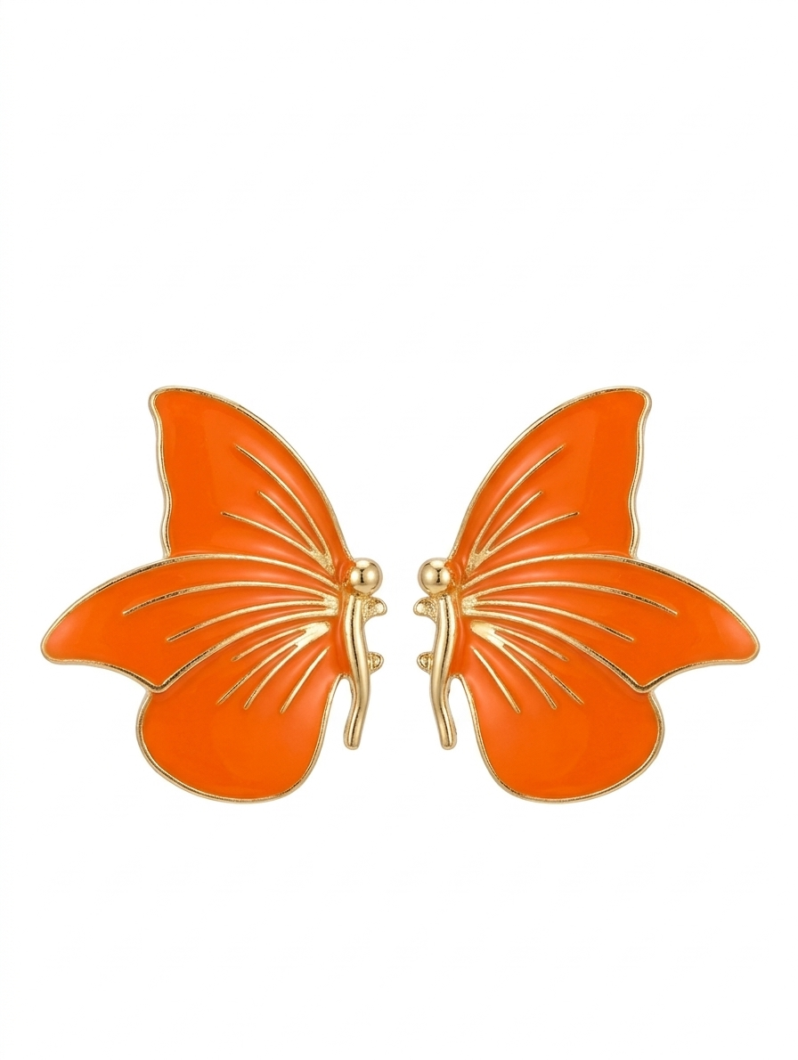 Vibrant Butterfly Stud Earrings for Women – 14K Gold Plated Enamel Butterfly Wing Statement Earrings – Cute Hand-Painted Jewelry Gift for Women