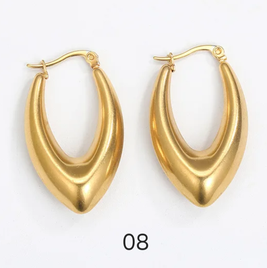 Chic 24K Gold Plated Chunky Hoop Earring Collection | Minimalist Geometric Statement Jewelry