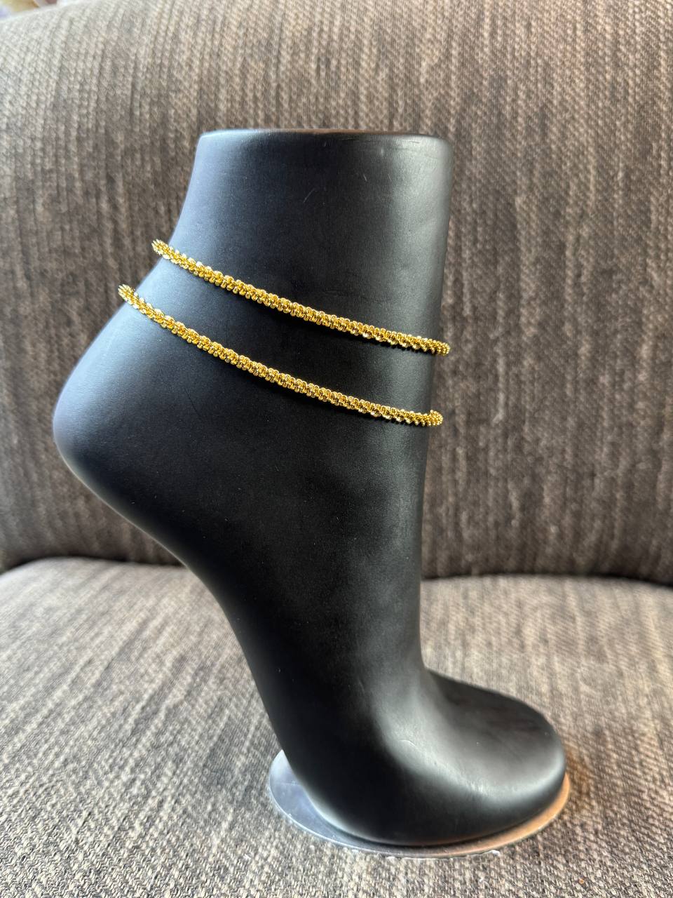 Layered Ankle Bracelets - Gold & Silver Tone Chain Anklets for Women, Double Wrap Anklet Set, Waterproof Beach Jewelry