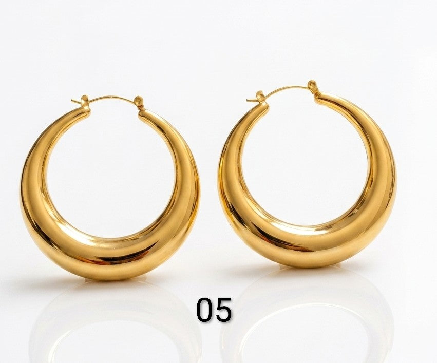 Chic 24K Gold Plated Chunky Hoop Earring Collection | Minimalist Geometric Statement Jewelry