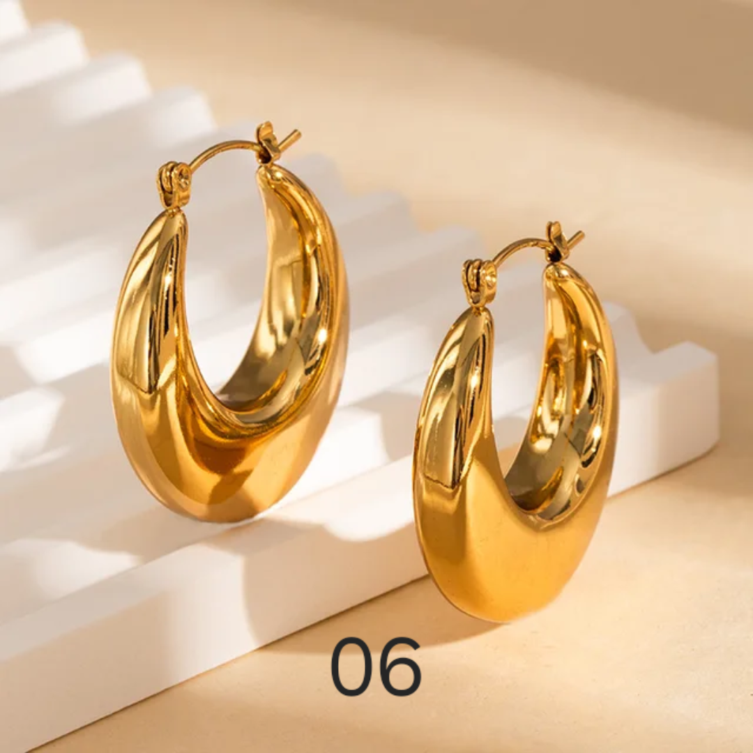 Chic 24K Gold Plated Chunky Hoop Earring Collection | Minimalist Geometric Statement Jewelry