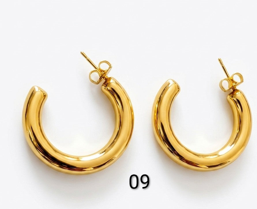 Chic 24K Gold Plated Chunky Hoop Earring Collection | Minimalist Geometric Statement Jewelry