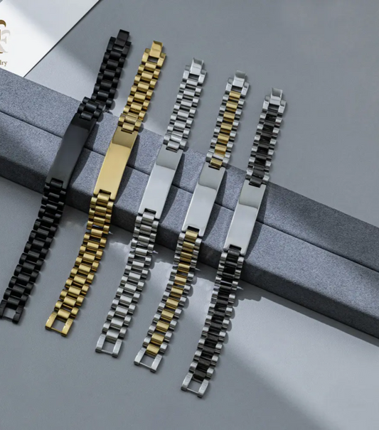Men’s Presidential Link Bracelet – Premium Stainless Steel Watch-Style Chain – Silver, Gold, Two-Tone & Black Wristbands for Gift