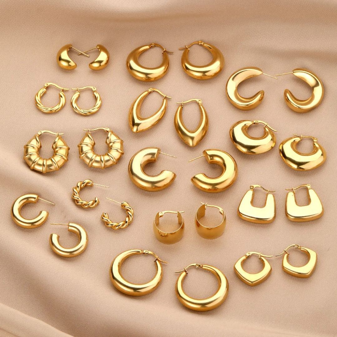 Chic 24K Gold Plated Chunky Hoop Earring Collection | Minimalist Geometric Statement Jewelry