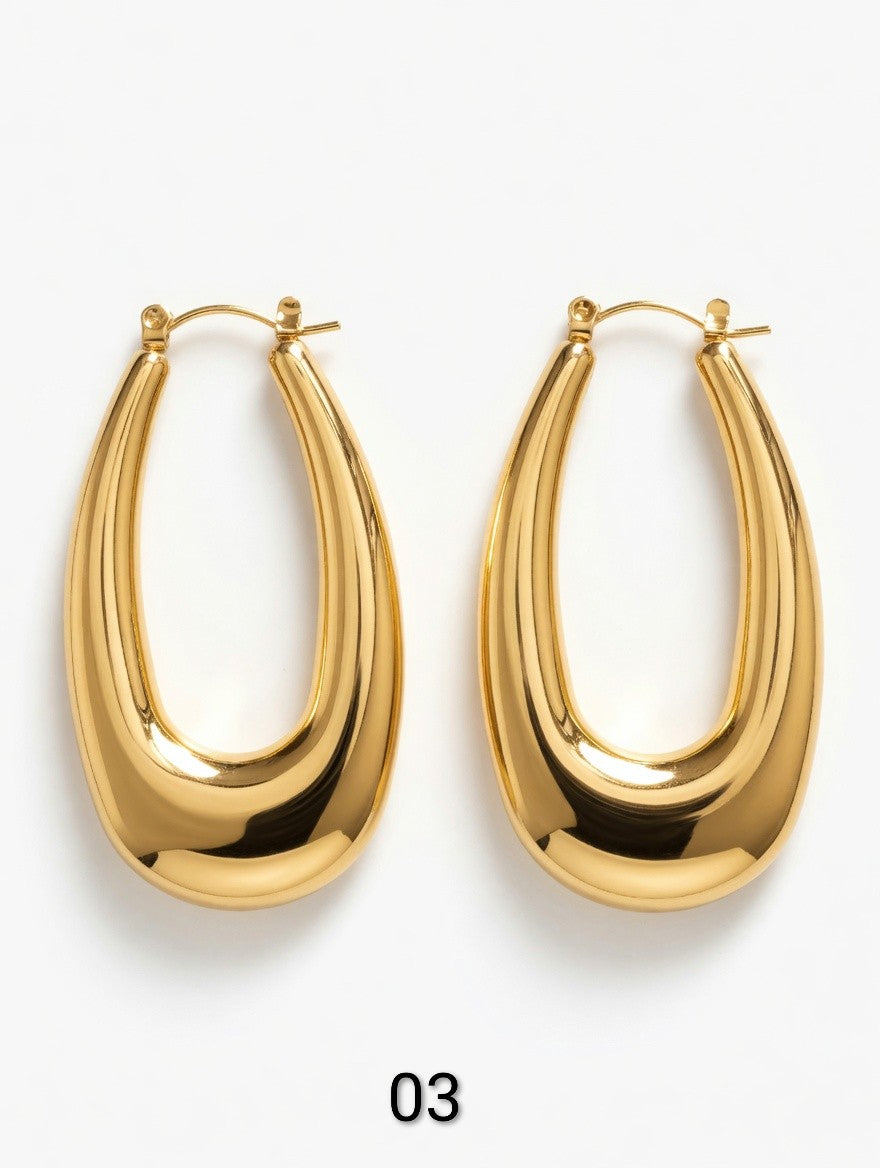Chic 24K Gold Plated Chunky Hoop Earring Collection | Minimalist Geometric Statement Jewelry