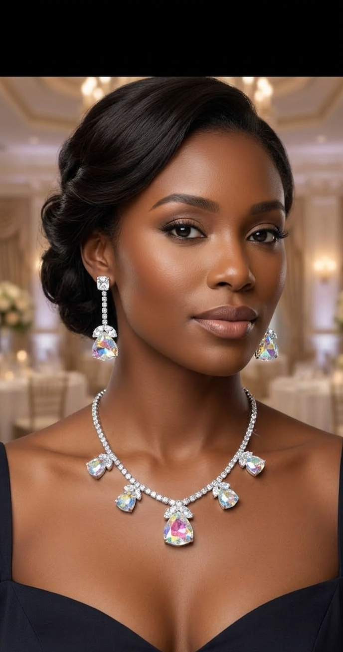 Luxury Costume Necklace And Earrings – Elegant High-Shine Designer-Inspired Jewelry for Women | Timeless Glam Look