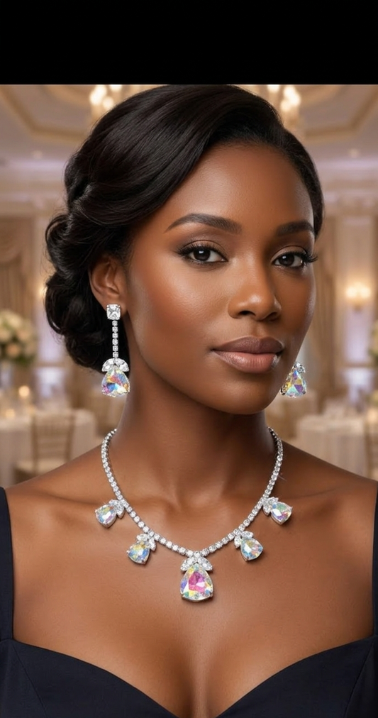 Luxury Costume Necklace And Earrings – Elegant High-Shine Designer-Inspired Jewelry for Women | Timeless Glam Look