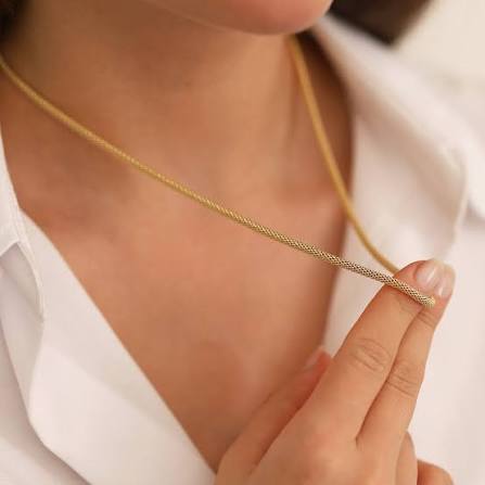 Premium High Quality Stainless Steel Popcorn Mesh Chain Necklace