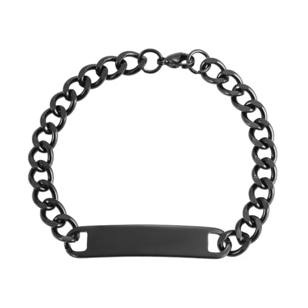 Luxury Lightweight Stainless Steel Curb Chain Bracelet for Men – Link Bar Wristband (Gold, Silver, Black)