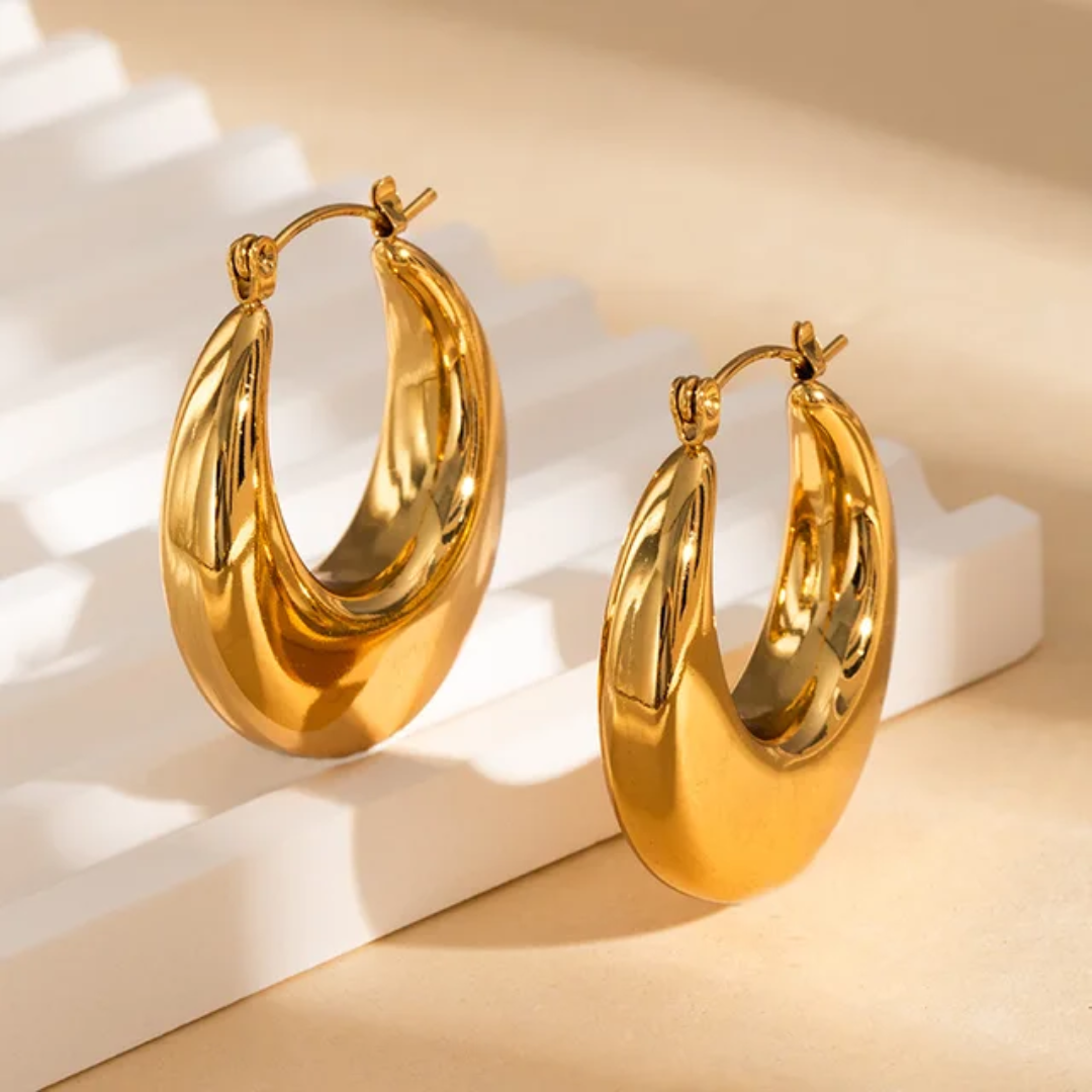 Chic 24K Gold Plated Chunky Hoop Earring Collection | Minimalist Geometric Statement Jewelry