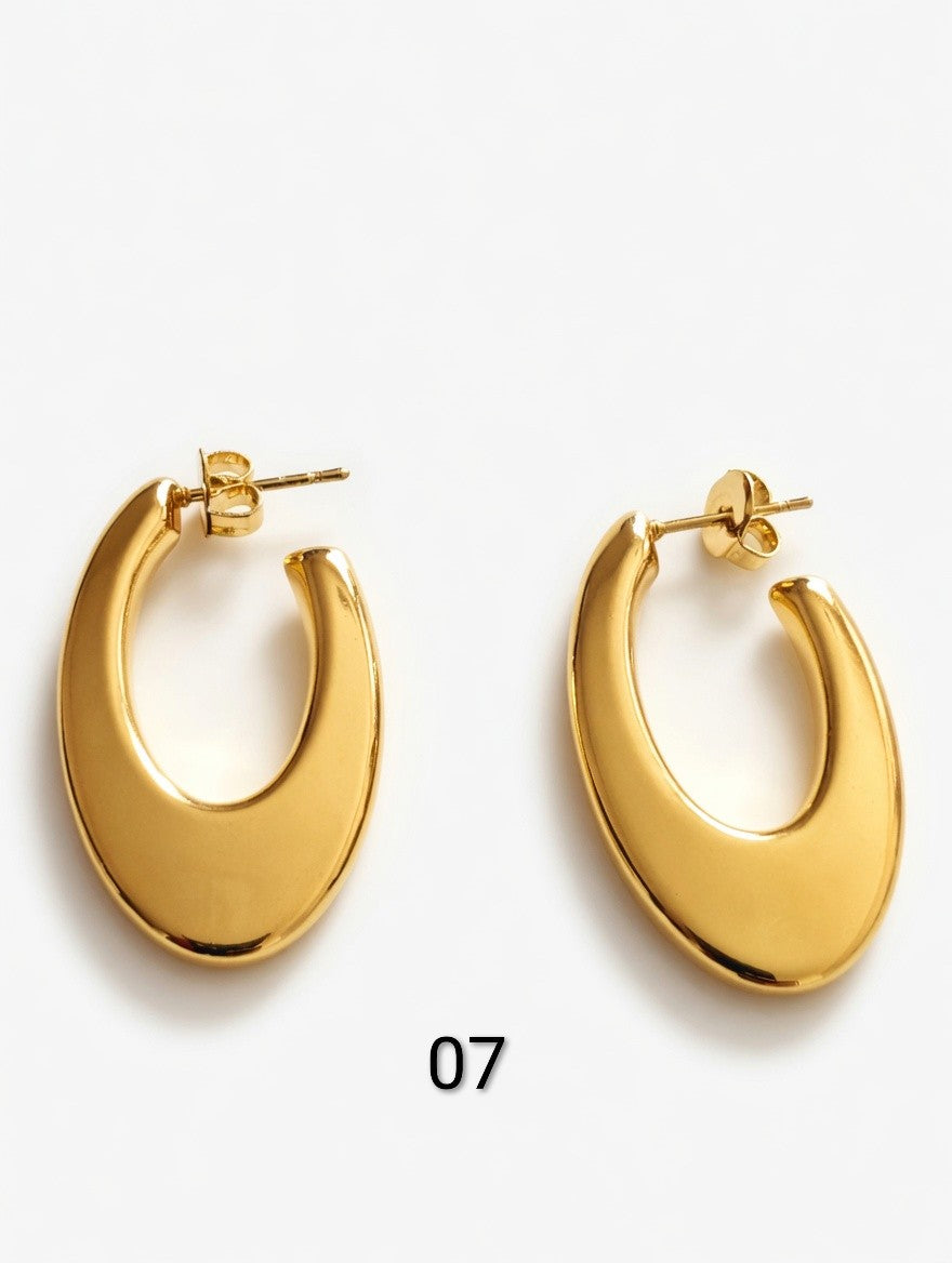 Chic 24K Gold Plated Chunky Hoop Earring Collection | Minimalist Geometric Statement Jewelry