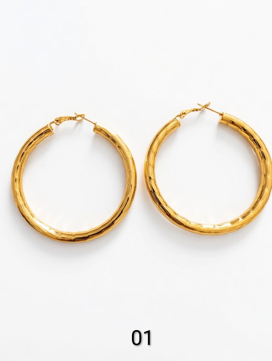 Chic 24K Gold Plated Chunky Hoop Earring Collection | Minimalist Geometric Statement Jewelry