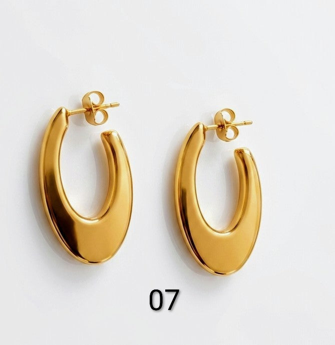 Chic 24K Gold Plated Chunky Hoop Earring Collection | Minimalist Geometric Statement Jewelry