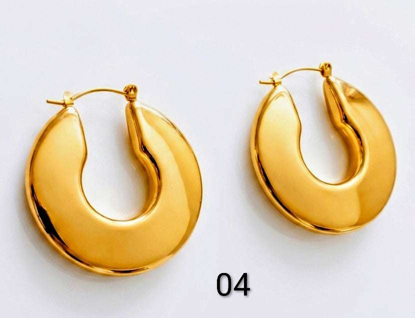 Chic 24K Gold Plated Chunky Hoop Earring Collection | Minimalist Geometric Statement Jewelry